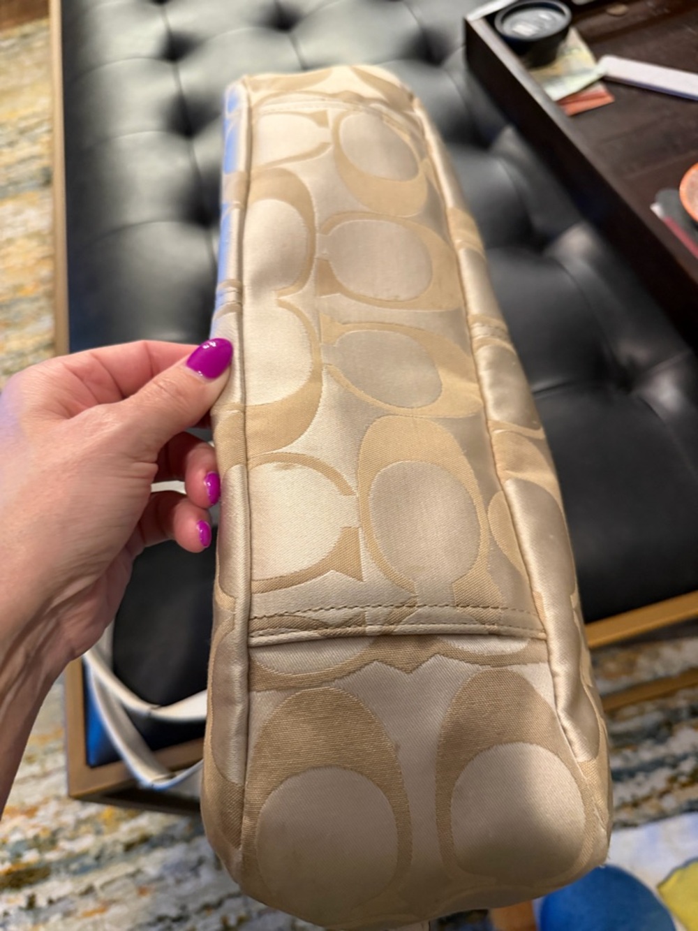 Coach Signature Canvas Tote in Beige and White - Picture 3 of 12